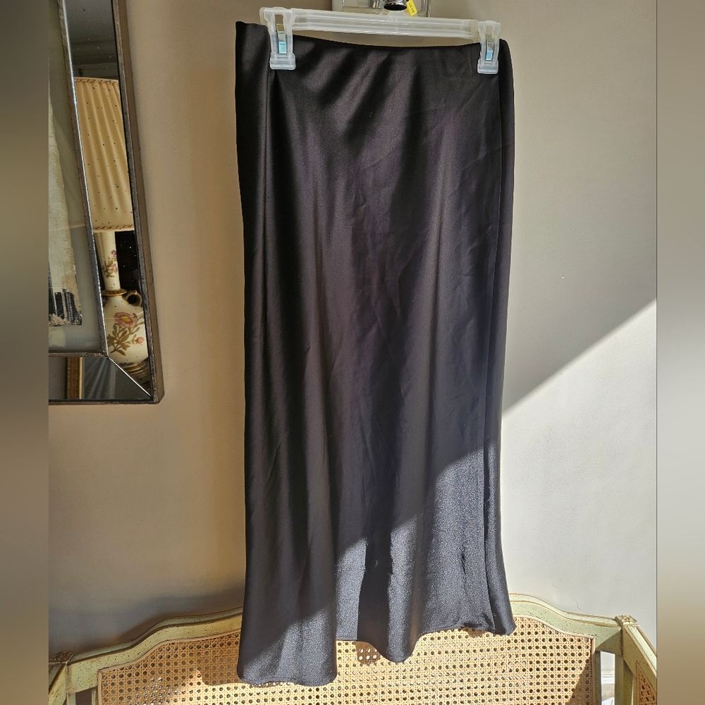 Zara Black Slip Skirt Satin - Size XS - Picture 4 of 7